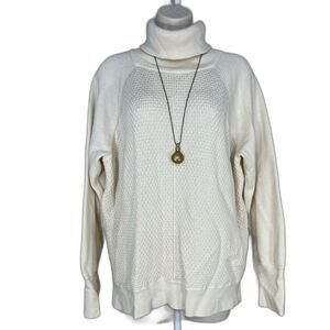 gap Turtleneck Sweater W/M Cream Waffle Knit Raglan Sleeve wool blend LN/NWOT